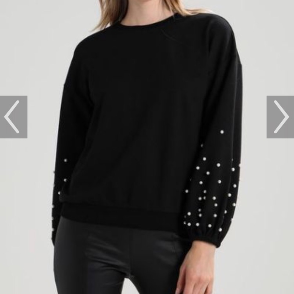 Black sweatshirt with accent pearls